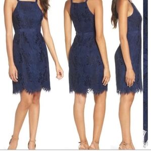LILLY PULITZER KAYLEIGH SHIFT DRESS NAVY floral lace